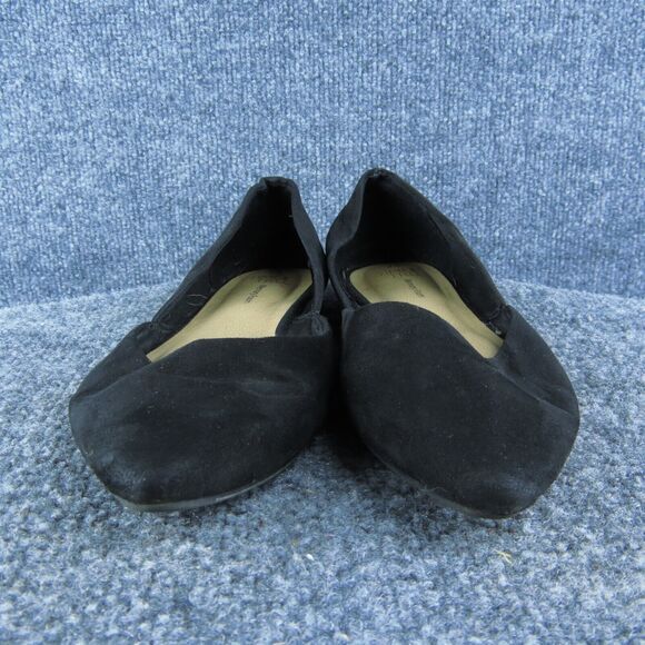 Time And Tru Women Flat Shoes Size 7.5 Medium Black Fabric Slip On - Picture 2 of 9